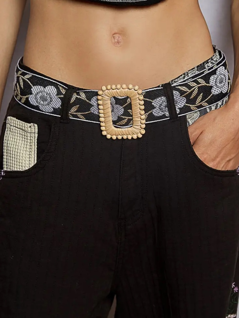 POL Floral Print Square Belt